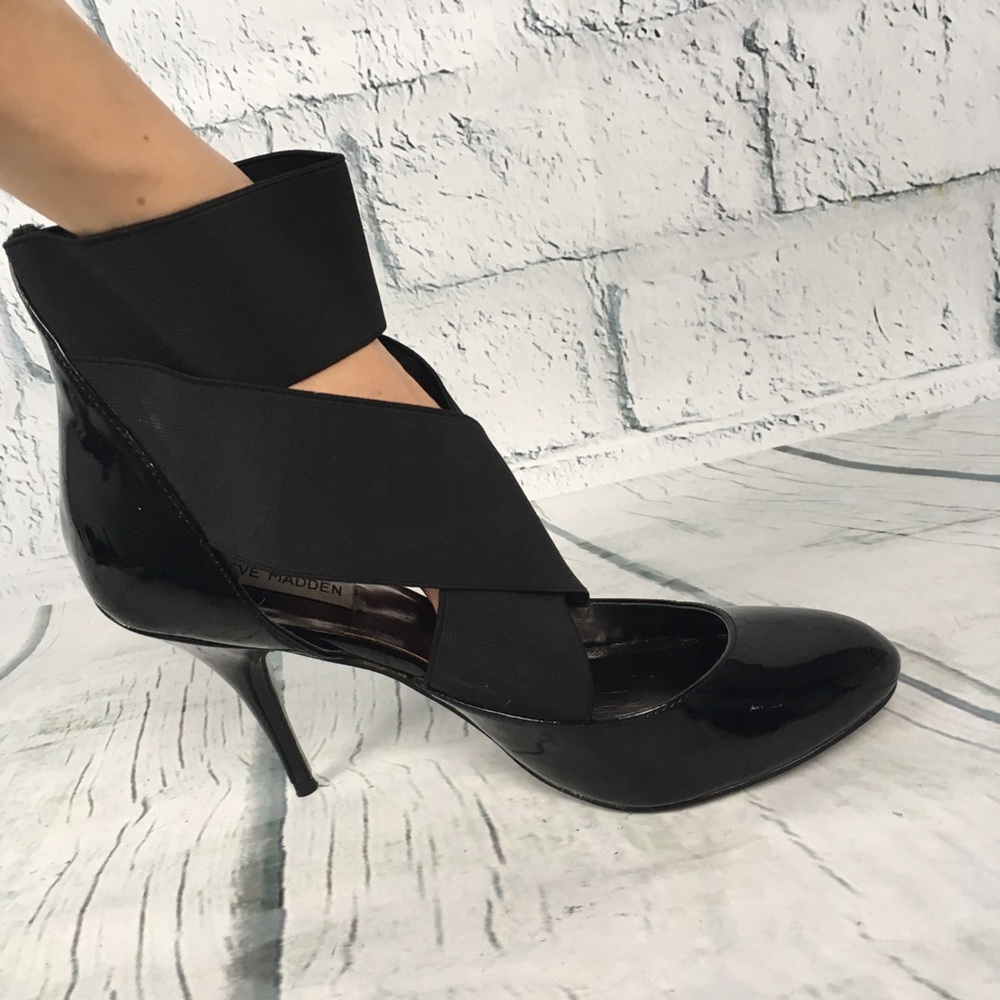 Steve Madden Strappy Black Patent Stilettos Sz 9